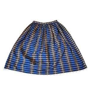 Vintage 1960s Blue Plaid Women's Skirt, small